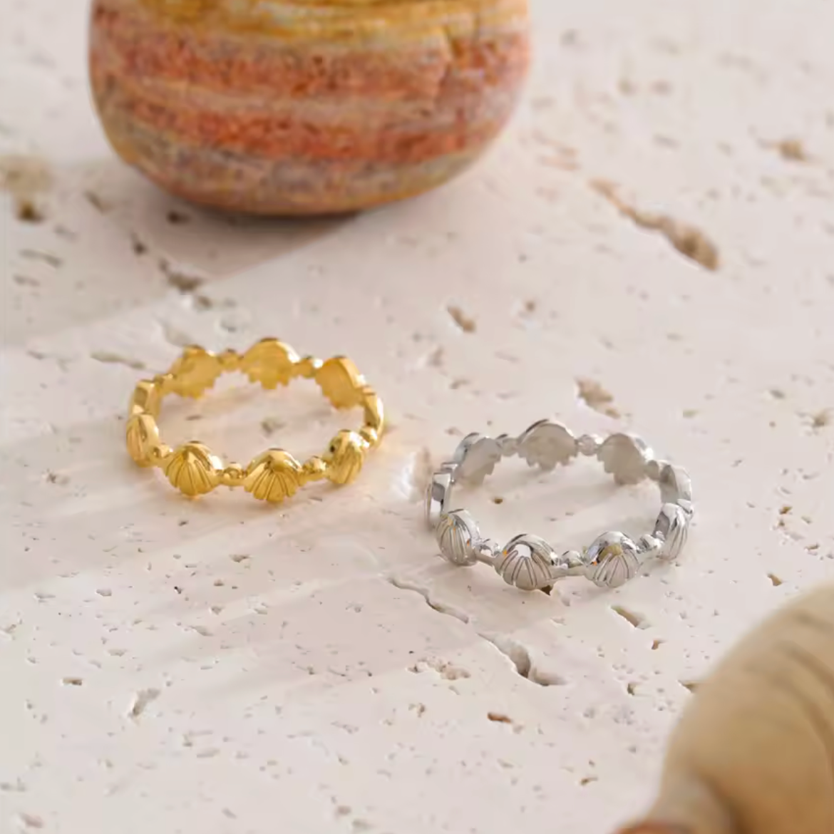 Finnie Shell Open Ring | Waterproof Gold & Silver Ring