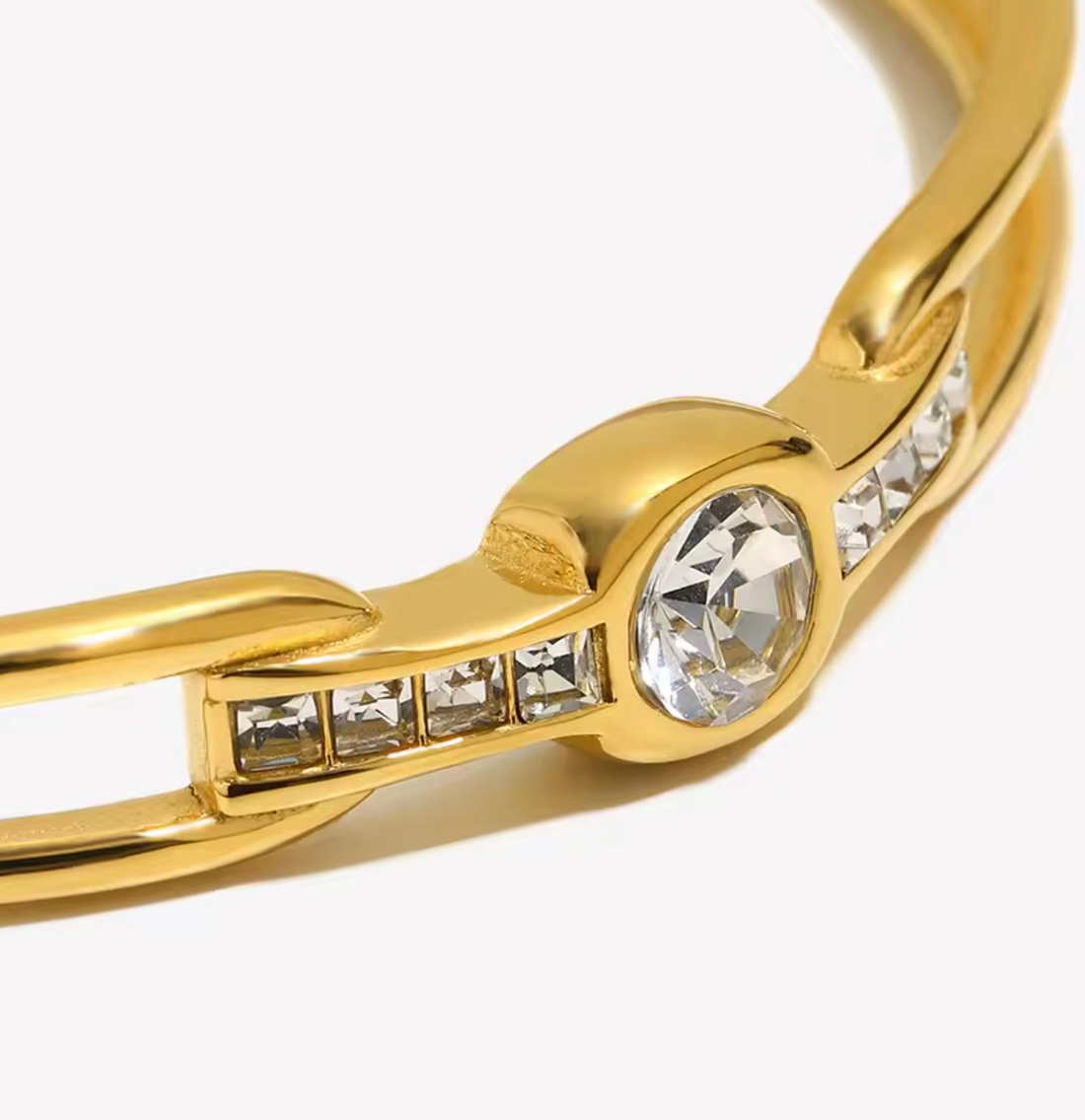 Aven | Gold Plated Waterproof Crystal Cuff Bangle.