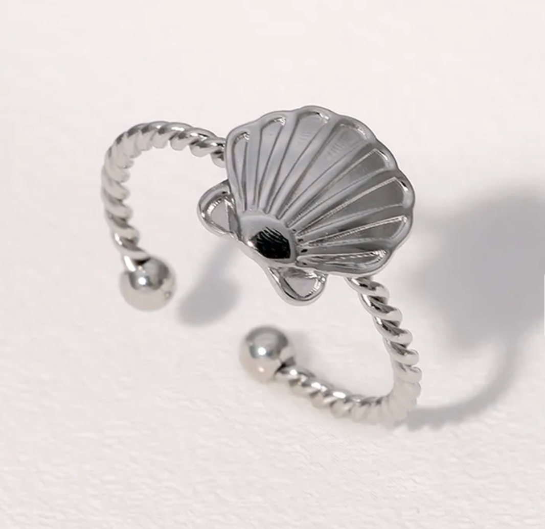Scallop Shell | Adjustable Sea Shell Gold Plated Stainless Steel Ring