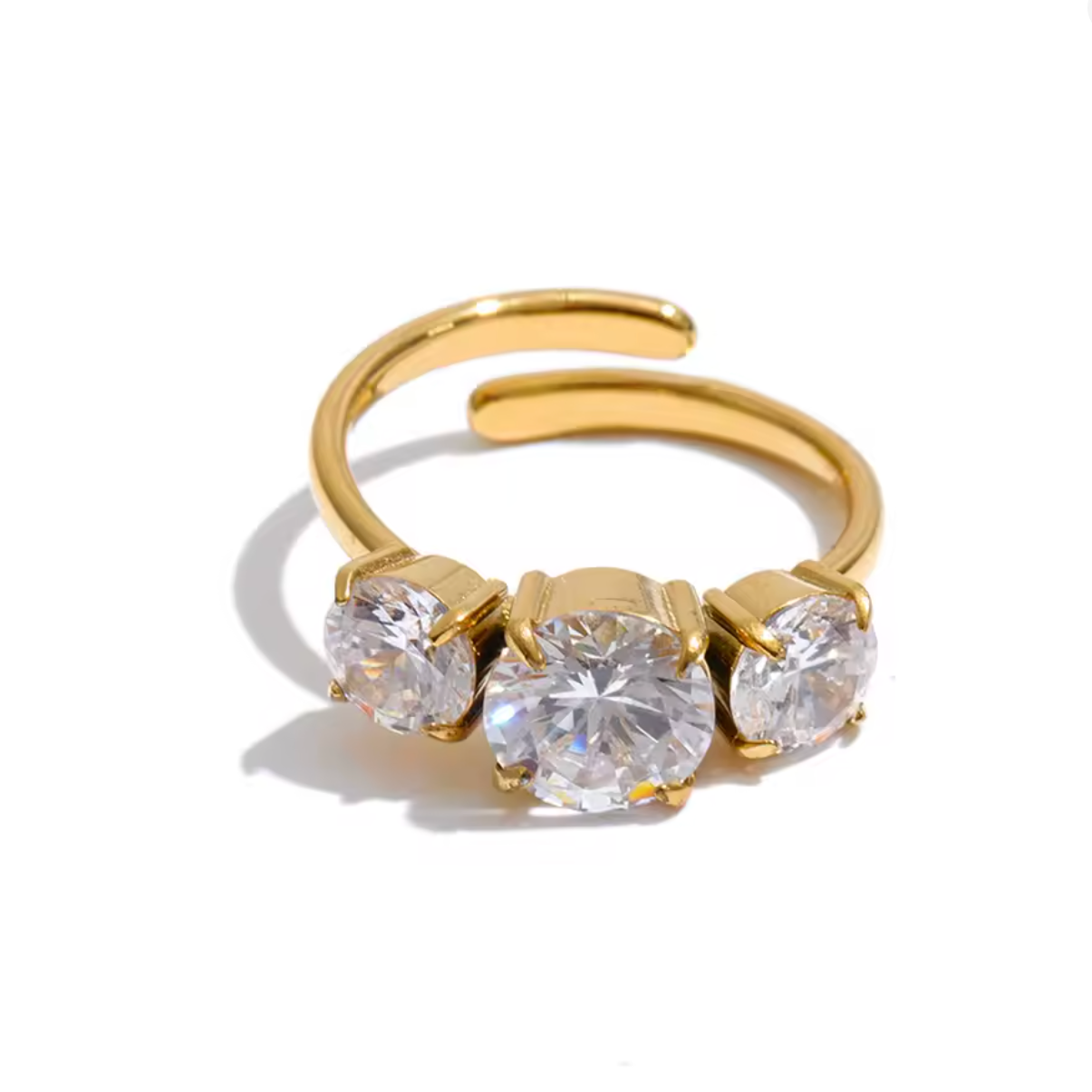 Laken | CZ Open Ring | Gold Waterproof Adjustable Ring