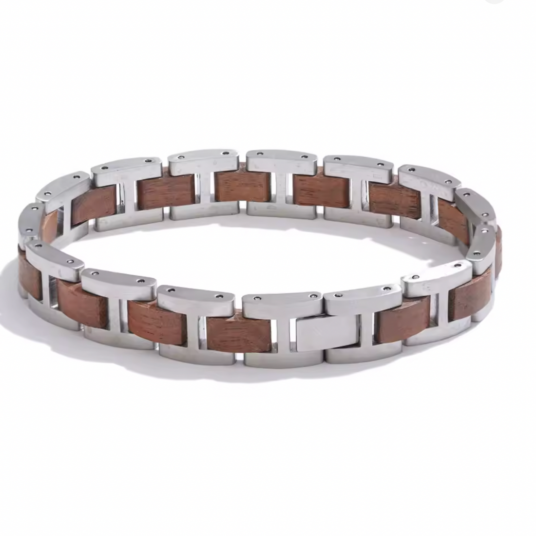 Declan Bracelet | Stainless Steel and Walnut Wood Mens Bracelet