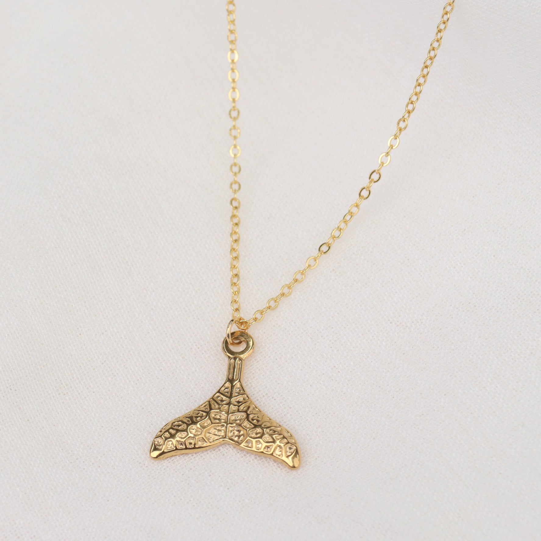 Sipadam | 18k Gold Plated or Sterling Silver Textured Whale Tale Pendant Necklace