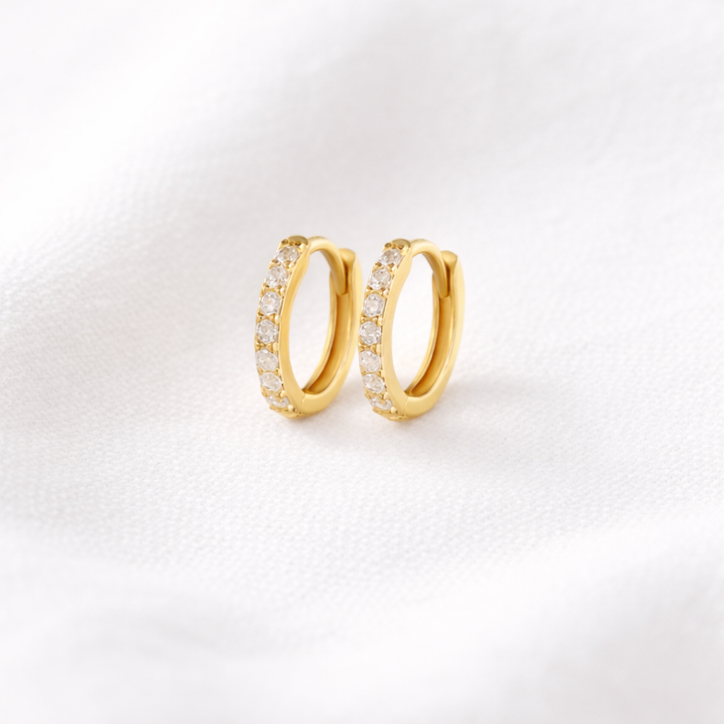 Leriia Huggie Hoops | 18k Gold-Plated Sterling Silver Cubic Zirconia Huggie