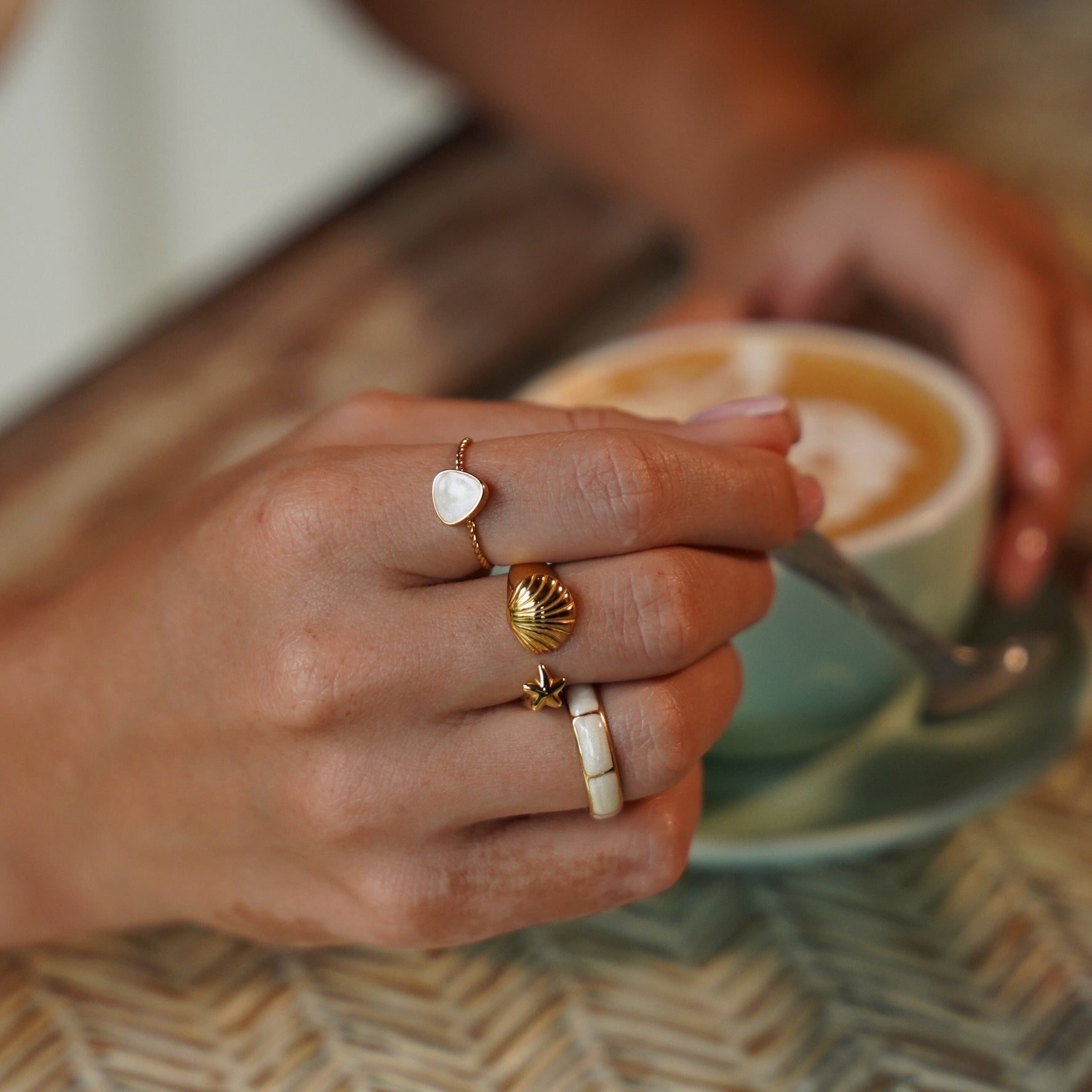 Billie | Adjustable Ocean Gold Plated Stainless Steel Ring