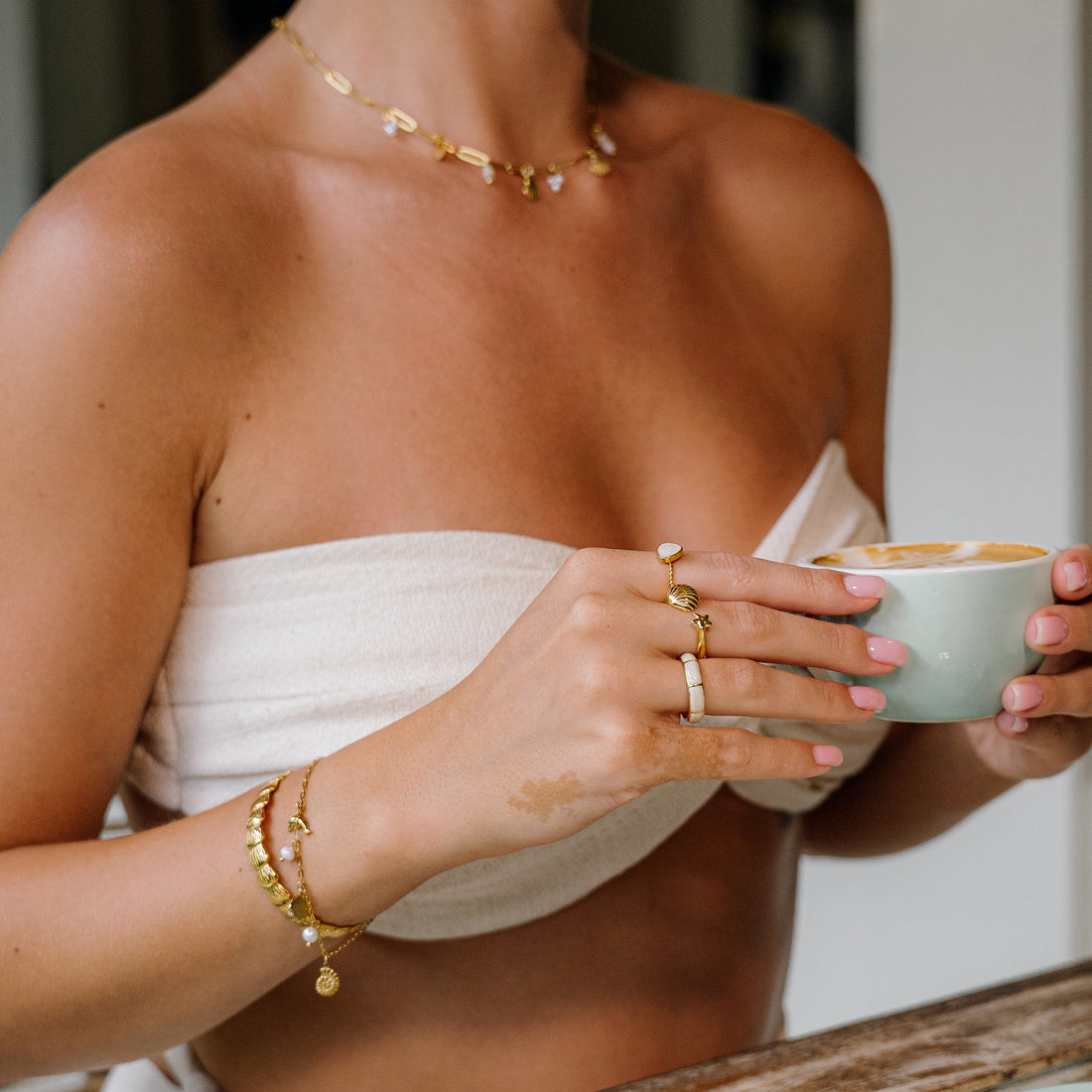 Opihi | Stainless Steel 18K Gold Plated Shell Cuff Bangle