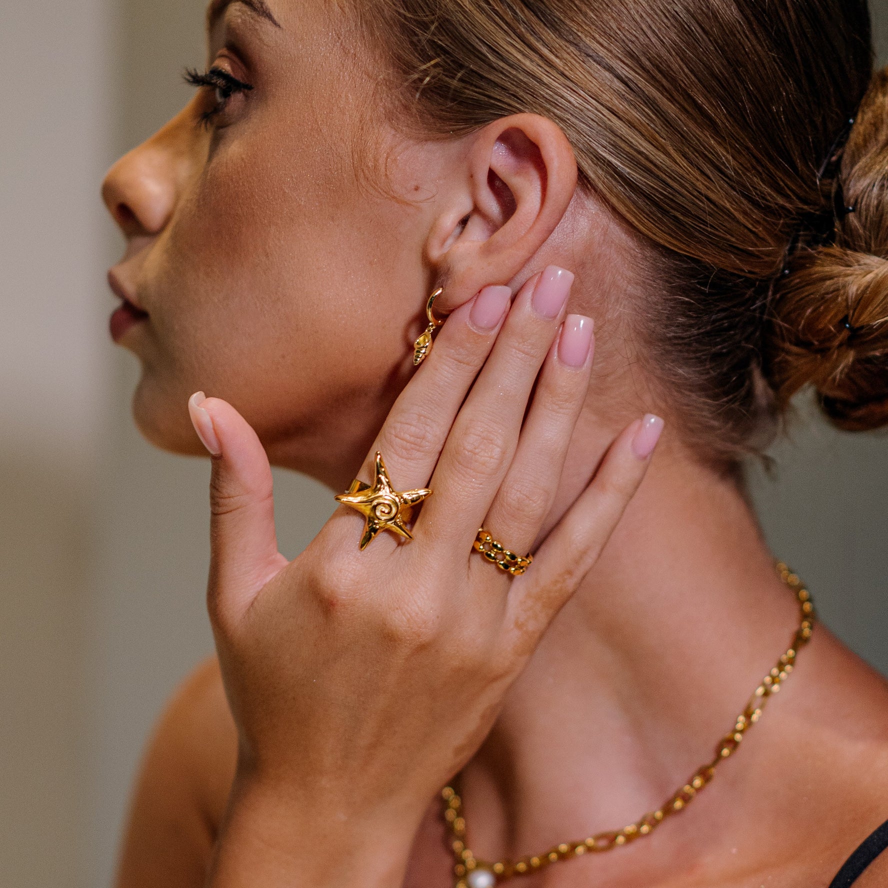 Astra | Gold Plated Link Adjustable Ring