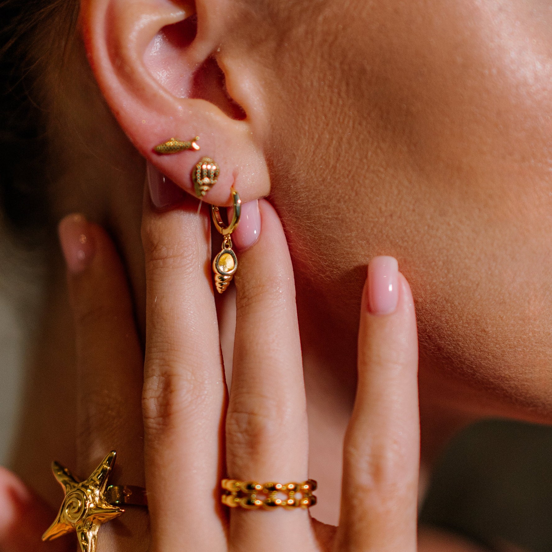 Marli | Stackable Ocean Gold Plated Studs