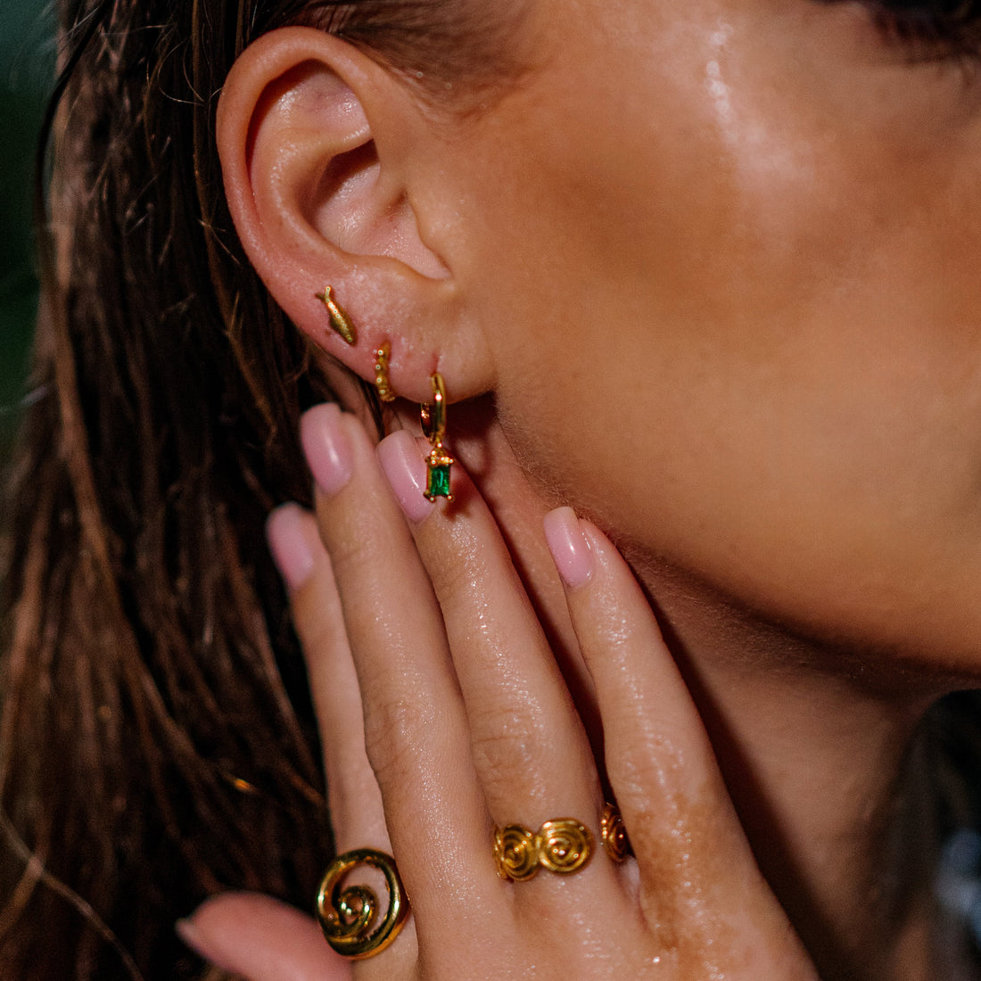 Anthea Huggie Earrings – Gold or Silver with Colourful CZ Charm