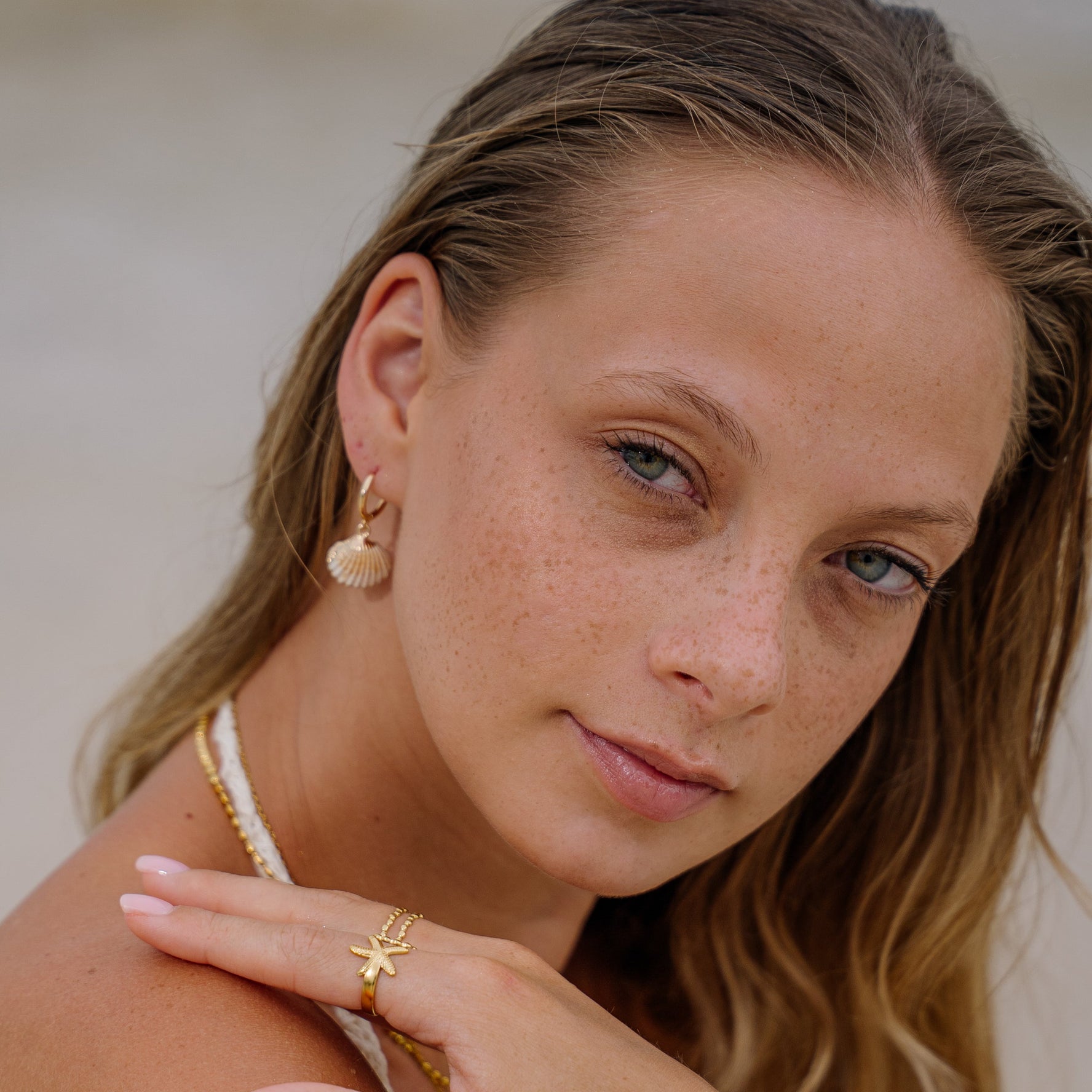 Trigg Shell Earrings | 18k Gold Hoops with Sea Scallop Shell Charm