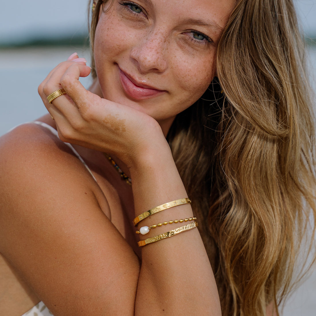 Olivia | Stainless Steel 18K Gold Plated Beaded Bracelet