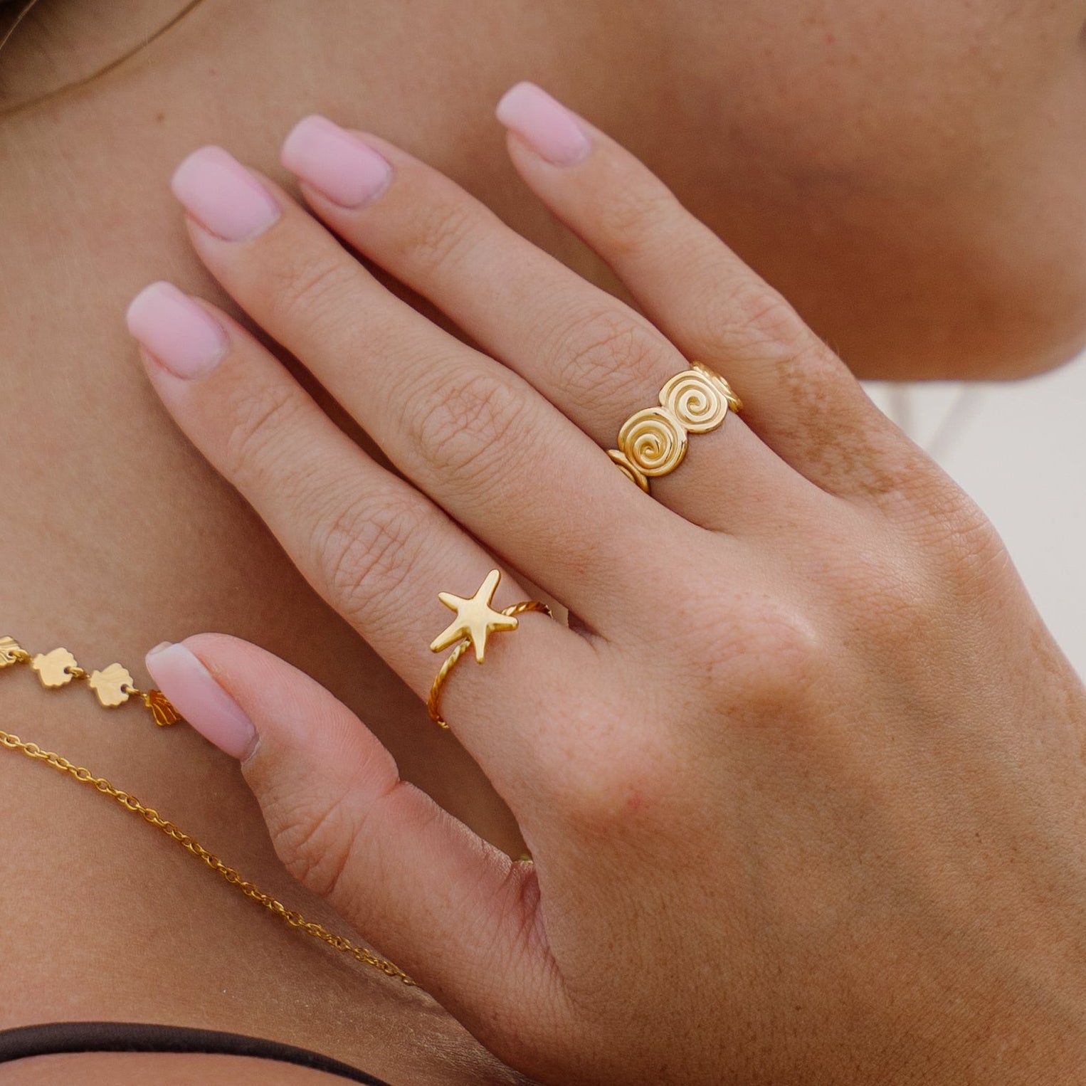 Starfish | Adjustable Gold Plated Stainless Steel Ring