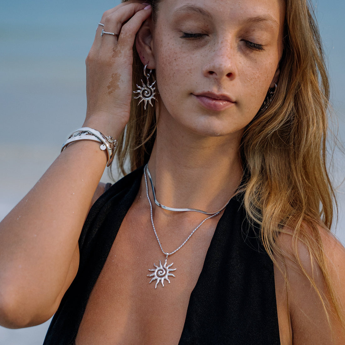 Solana - Gold/ Silver Spiral Sun Necklace