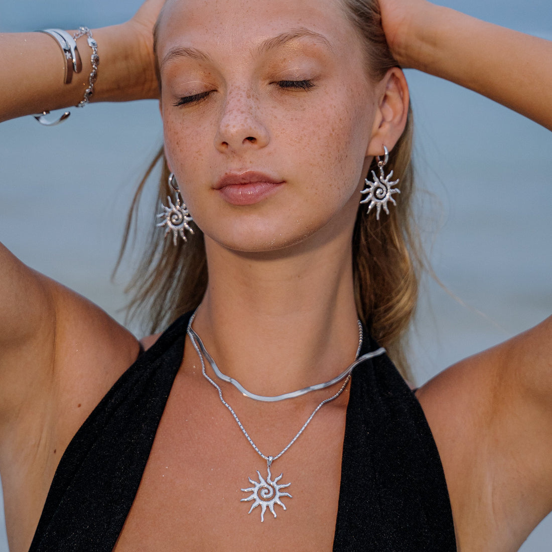 Solana - Gold/ Silver Spiral Sun Necklace