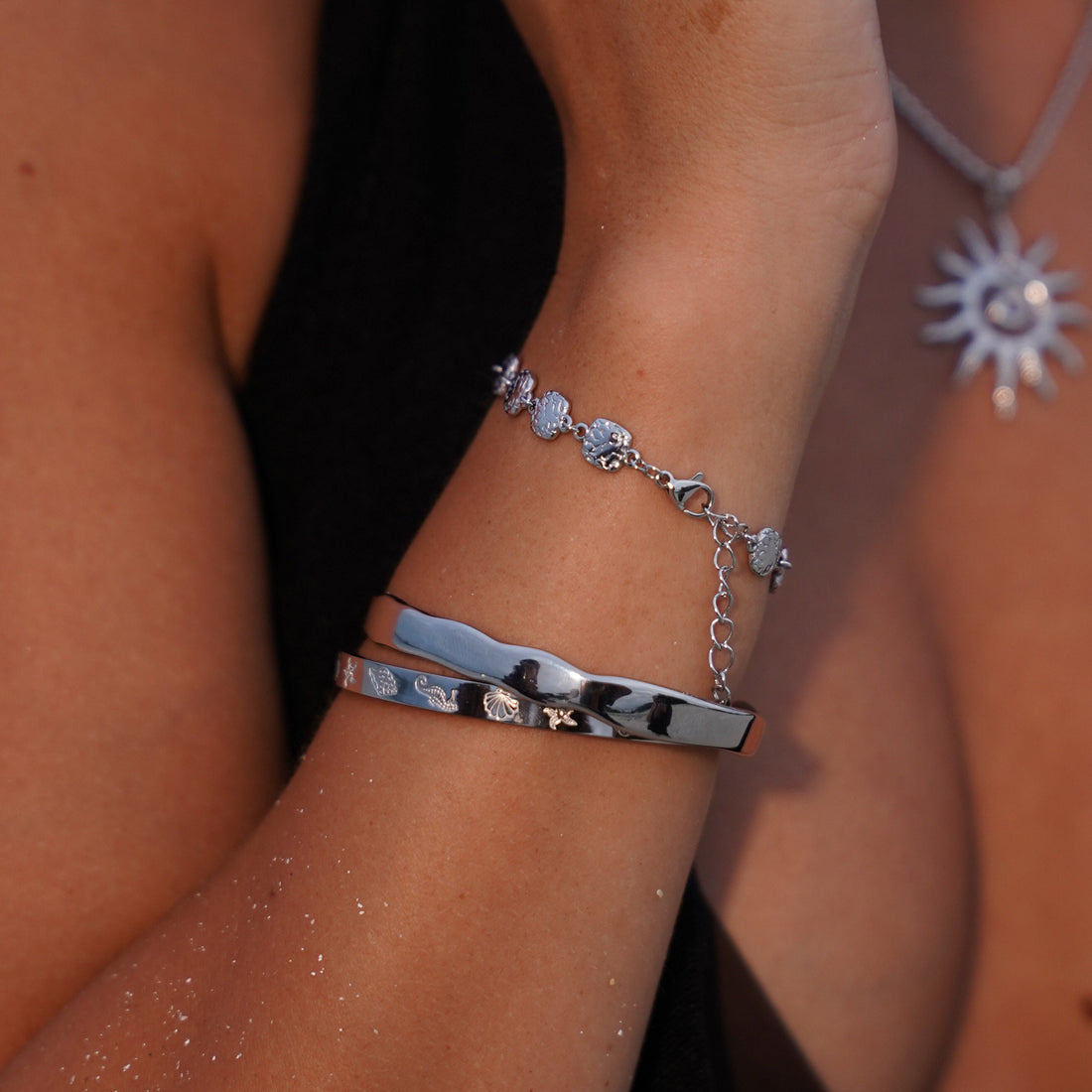 Odyssey | Stainless Steel 18K Gold Plated Ocean Cuff Bangle