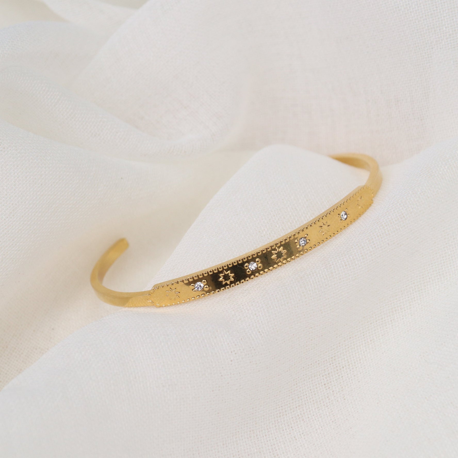 Tracey | Stainless Steel 18K Gold Plated Cuff Bangle
