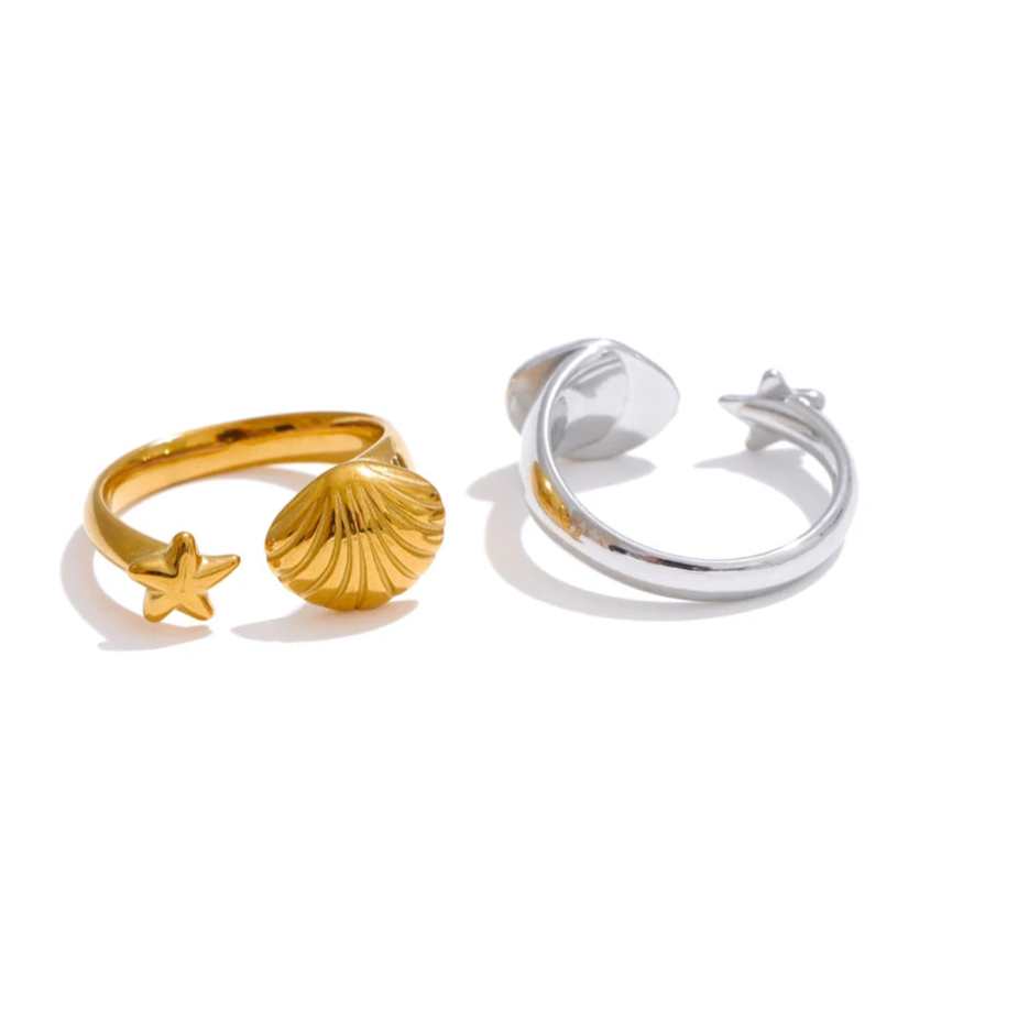 Billie | Adjustable Ocean Gold Plated Stainless Steel Ring