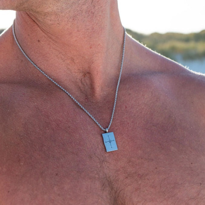 Compass Stainless Steel Pendant Necklace