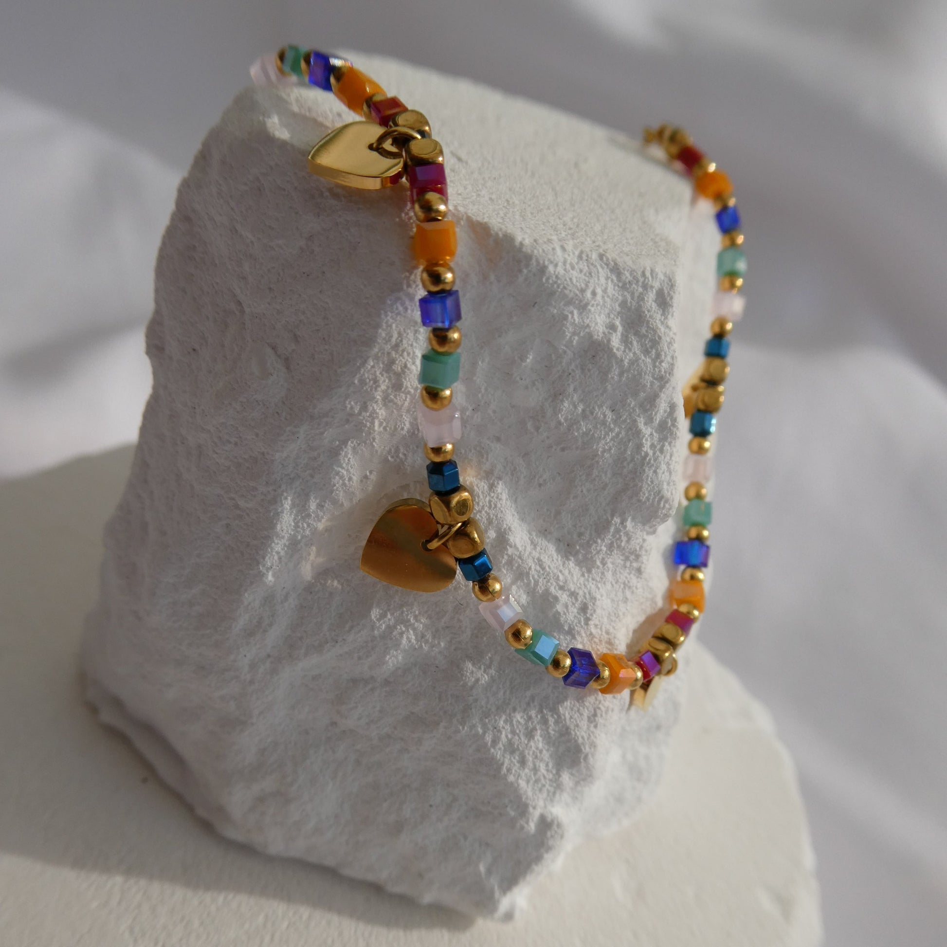 Sunny Colourful beaded necklace with gold plated waterproof manta stingray necklace